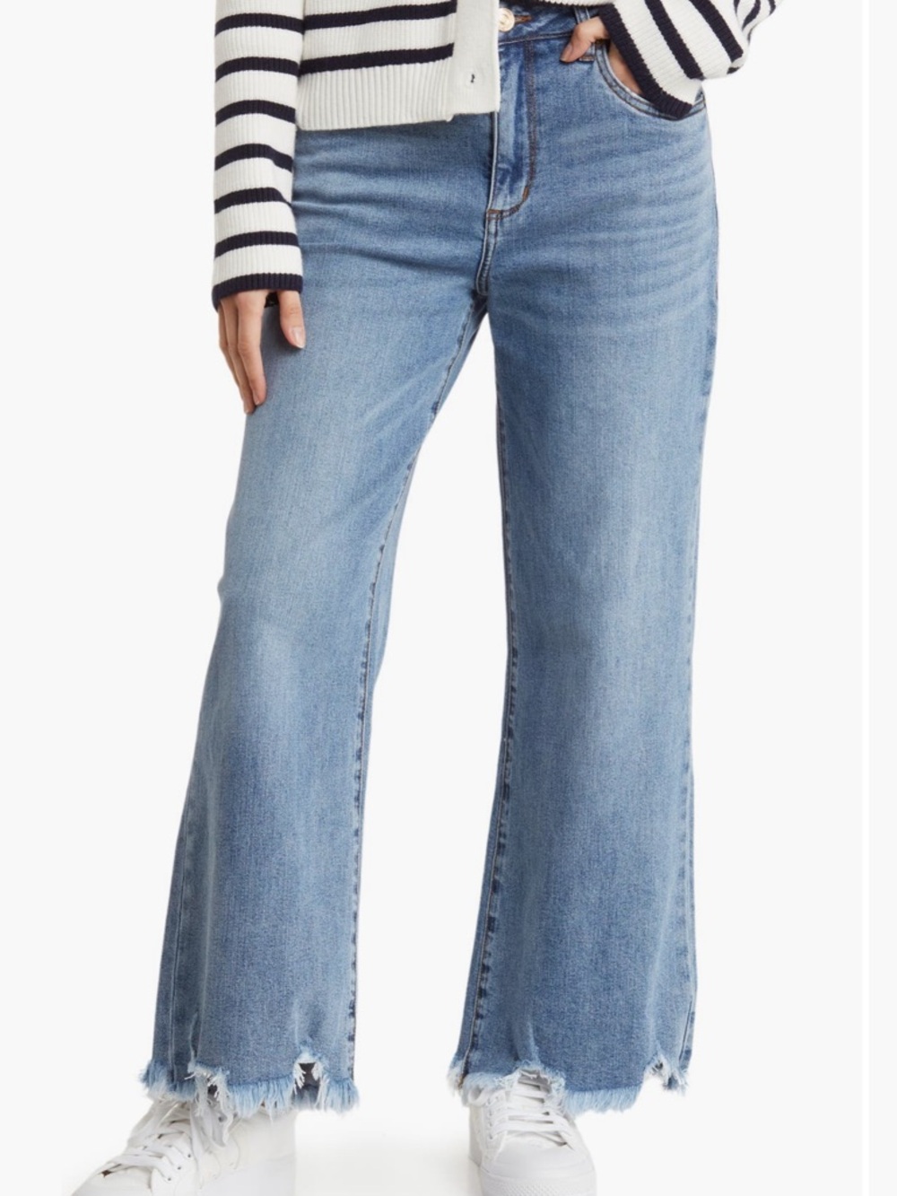 STS Blue Sabrina High Waist Wide Leg Raw Hem Jeans